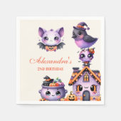 かわいいハロウィーン2回目のバースデー不気味キュートパステル スタンダードカクテルナプキン (正面)