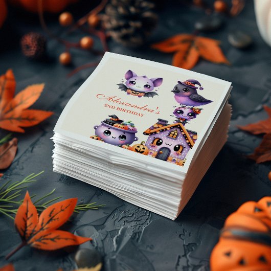 かわいいハロウィーン2回目のバースデー不気味キュートパステル スタンダードカクテルナプキン