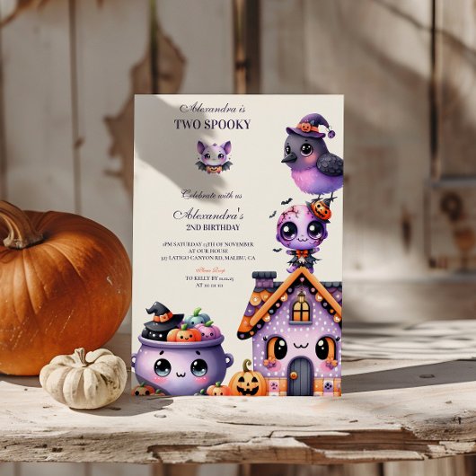 かわいいハロウィーン2回目のバースデー不気味キュートパステル 招待状
