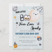 かわいいハロウィーン4歳の誕生日ボーイ4回不気味 招待状 (正面)