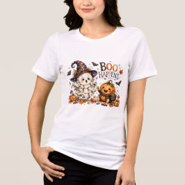 かわいいハロウィーン おばけとカボチャの秋 トライブレンドＴシャツ