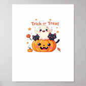 かわいいハロウィーン – かわいい幽霊と黒猫クラス ポスター (正面)