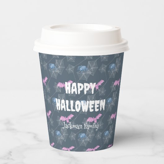 かわいいハロウィーン(こうもりとクモ) 紙コップ (正面)