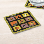 かわいいハロウィーン スクエアペーパーコースター (アングル)