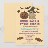 かわいいハロウィーン – パステルパンプキン&キャンディパーティー 招待状 (正面/裏面)