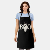 かわいいハロウィーン「ブー」幽霊とボウ –  エプロン (着用した状態)