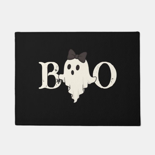 かわいいハロウィーン「ブー」幽霊とボウ | ドアマット (正面)