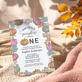 かわいいハロウィーン&リーフ1stバースデーパステルパーティー 招待状