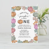 かわいいハロウィーン&リーフ1stバースデーパステルパーティー 招待状 (スタンド正面)