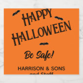 かわいいハロウィーン、名前、ブラックオレンジ6ワインラベル ビールラベル (シングルラベル)