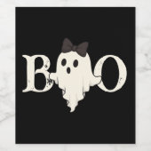 かわいいハロウィーン – "Boo"幽霊with Bow - ワインラベル (シングルラベル)