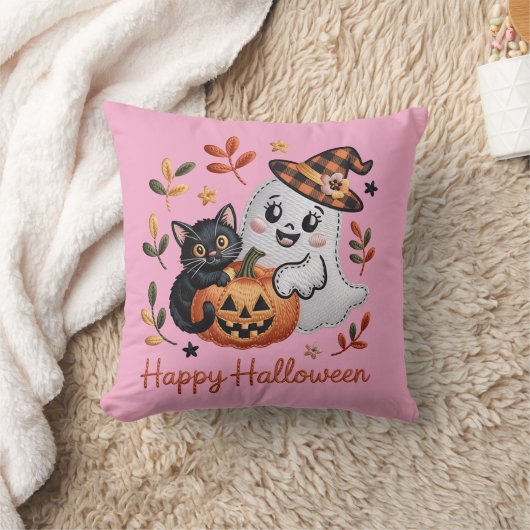 かわいいハロウィーンTシャツ – 刺お洒落しゅう クッション (ブランケット)