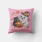 かわいいハロウィーンTシャツ – 刺お洒落しゅう クッション (裏面)