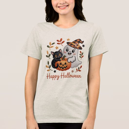かわいいハロウィーンTシャツ – 刺お洒落しゅう トライブレンドTシャツ (正面)