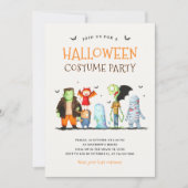 かわいいハローウィンパーティの子ども 招待状 (正面)