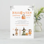 かわいいハローウィンパーティカボチャキッズ 招待状 (スタンド正面)