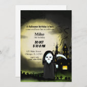 かわいいハローウィンパーティデビルスケルトン 招待状 (正面/裏面)