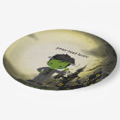 かわいいハローウィンパーティフランケンシュタイン ペーパープレート (アングル)