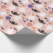 かわいいハローウィンパーティ幽霊とこうもり ラッピングペーパー (角)