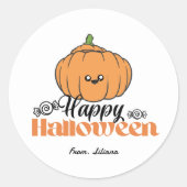 かわいいハローウィンパーティ招待状 ラウンドシール (正面)