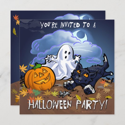 かわいいハローウィンパーティ 招待状 (正面/裏面)