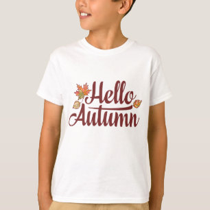 かわいいハローオータム秋の葉 Tシャツ