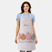 かわいいハローカボチャパーソナライズされた エプロン (着用した状態)