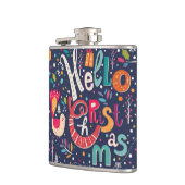 かわいいハロークリスマスカラフルレトロ文字デザイン フラスク (左)