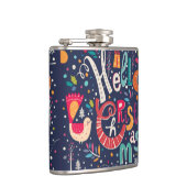 かわいいハロークリスマスカラフルレトロ文字デザイン フラスク (右)