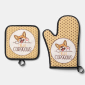 かわいいハローコルギドッグ 鍋つかみ&鍋敷きセット (正面)