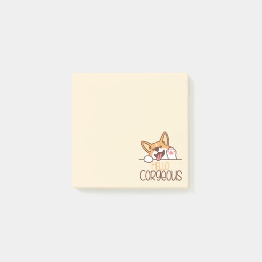 かわいいハローコーギー犬 ポストイット (正面)