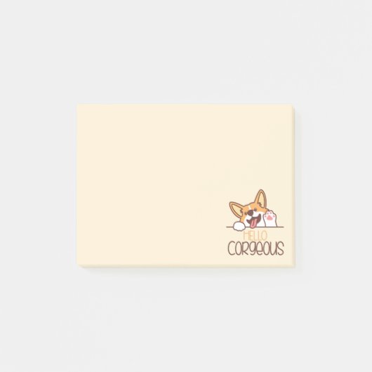 かわいいハローコーギー犬 ポストイット (正面)