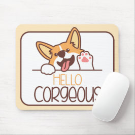 かわいいハローコーギー犬 マウスパッド