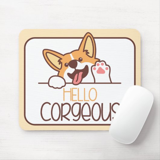かわいいハローコーギー犬 マウスパッド (マウス)