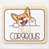 かわいいハローコーギー犬 マウスパッド (正面)