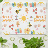 かわいいハローサマーシームレスパターン キッチンタオル (折り畳み)