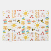 かわいいハローサマーシームレスパターン キッチンタオル (横)