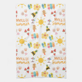 かわいいハローサマーシームレスパターン キッチンタオル (縦)