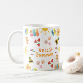 かわいいハローサマーシームレスパターン コーヒーマグカップ
