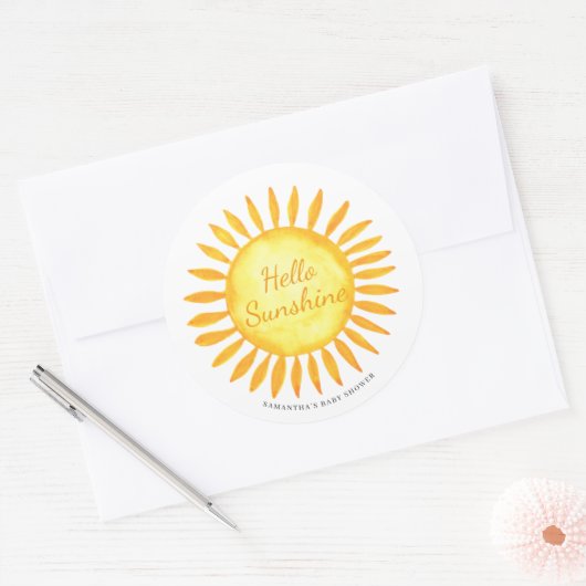 かわいいハローサンシャイン男女兼用ベビーシャワー ラウンドシール (封筒)