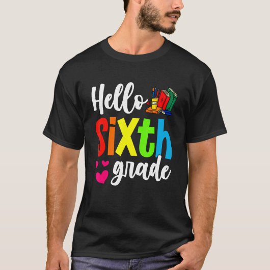 かわいいハローシックスグレード新学期初日 Tシャツ (正面)