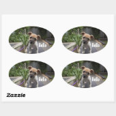 かわいいハローパピーオーバルステッカー 楕円形シール (シート)