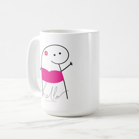 かわいいハロービューティフル15 0zマグカップ コーヒーマグカップ (正面左)