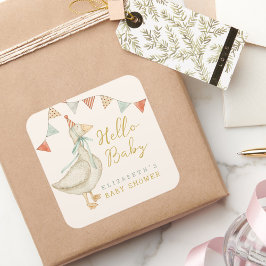 かわいいハローベビーアヒル赤ちゃんシャワー スクエアシール