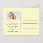 かわいいハロー秋秋ベビー誕生写真 案内ポストカード (裏面)