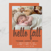 かわいいハロー秋秋ベビー誕生写真 案内状 (正面/裏面)