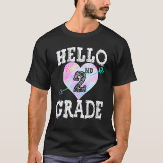 かわいいハロー 2年生 ハートのバックトゥスクール先生 Tシャツ