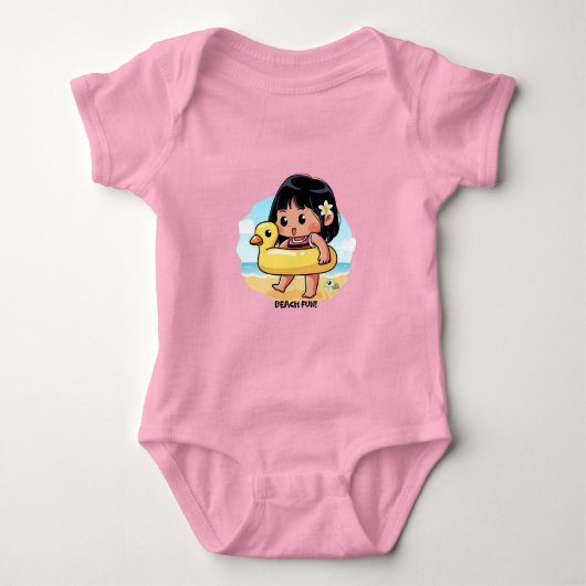 かわいいハワイアンビーチデイ ベビーボディスーツ (正面)