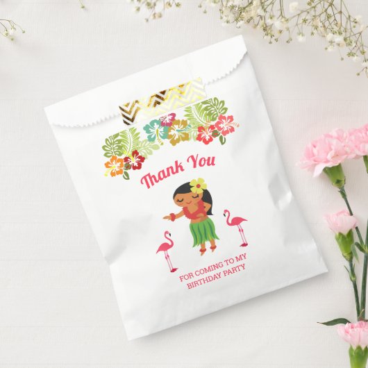 かわいいハワイアンフラガールルアウ（ハワイ式宴会）誕生日パーティー フェイバーバッグ (封をした状態)