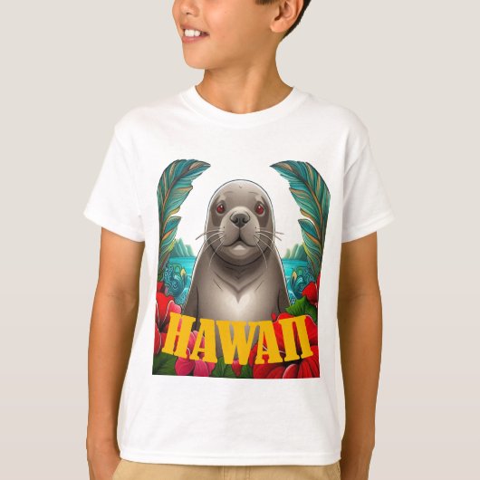 かわいいハワイアンモンクアザラシ Tシャツ (正面)